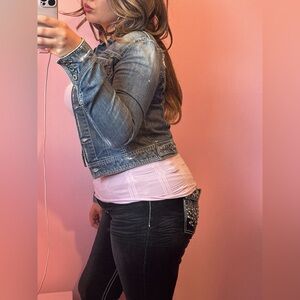 Y2k style guess dark wash denim jacket